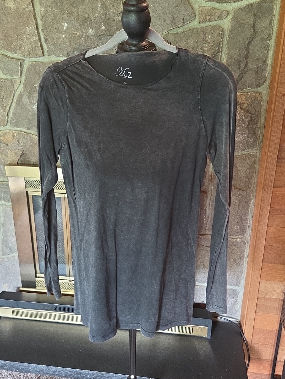 Long Sleeve Black Crewneck Top